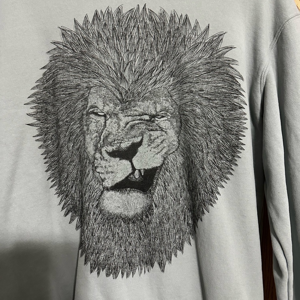 Supreme Gray Crewneck Sweater with Majestic Lion Design